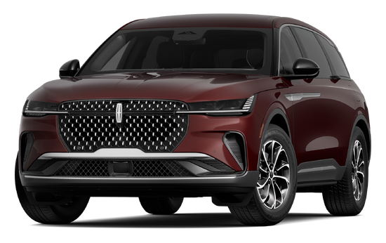 A sleek, maroon SUV with a modern and luxurious design. It features a distinctive front grille, streamlined LED headlights, and chrome-accented wheels.