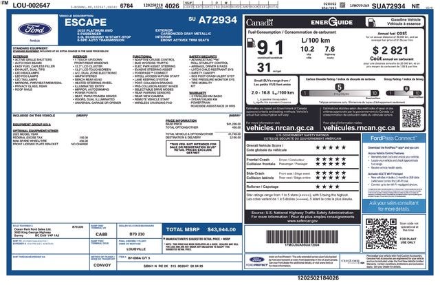 2025 Ford Escape Platinum