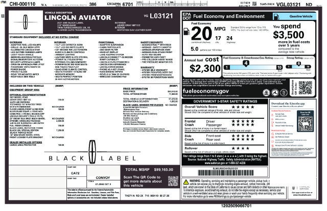 2027 Lincoln Aviator Black Label Premium