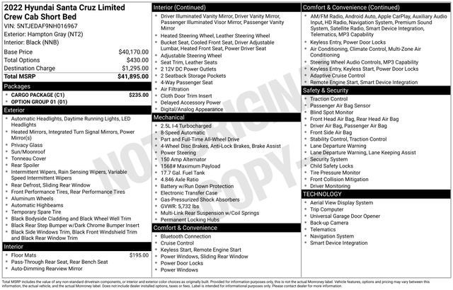 2022 Hyundai Santa Cruz Limited