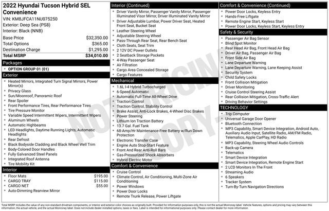 2022 Hyundai Tucson Hybrid SEL Convenience