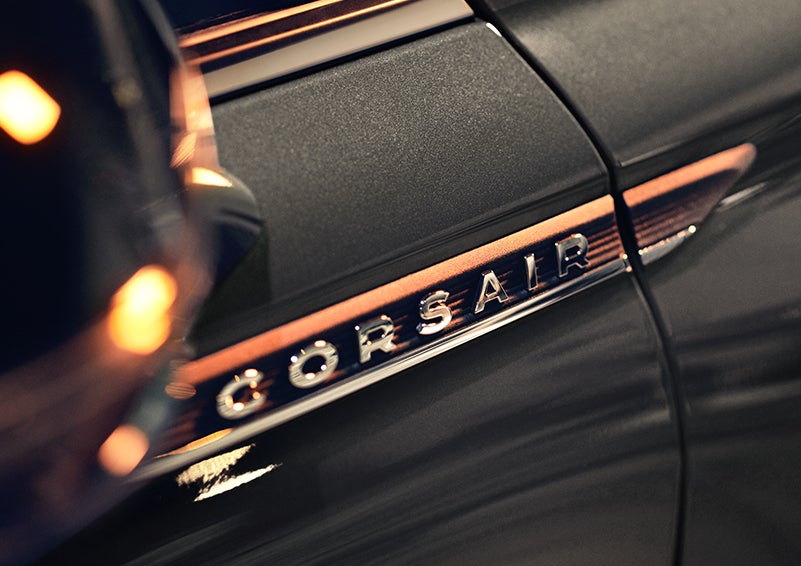 The stylish chrome badge reading “CORSAIR” is shown on the exterior of the vehicle. | Korum Lincoln in Puyallup WA