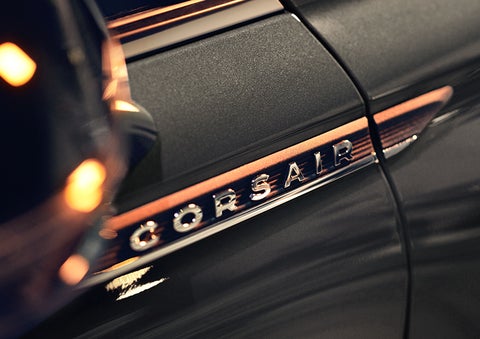 The stylish chrome badge reading “CORSAIR” is shown on the exterior of the vehicle. | Korum Lincoln in Puyallup WA