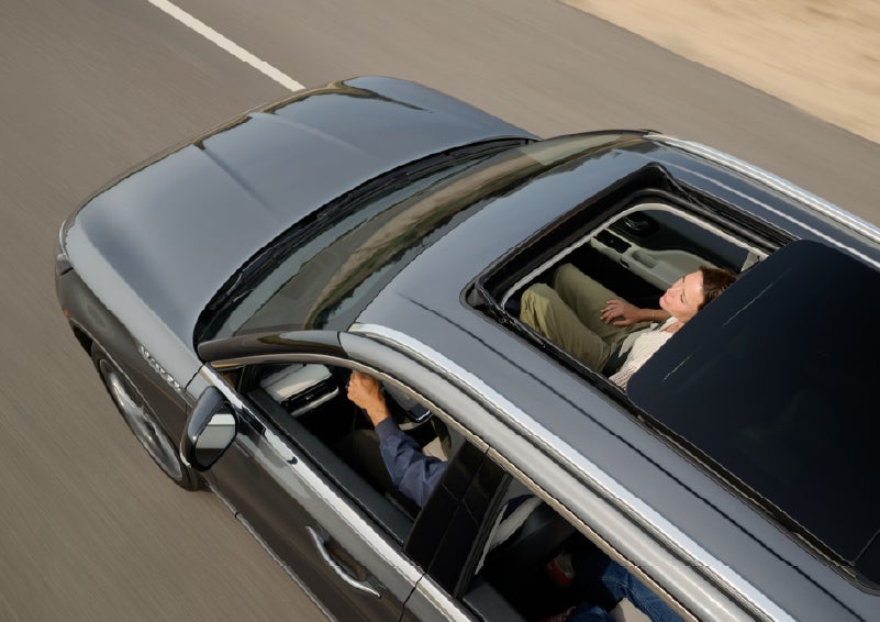 The available panoramic Vista Roof® of a 2027 Lincoln Aviator® SUV is open. | Korum Lincoln in Puyallup WA